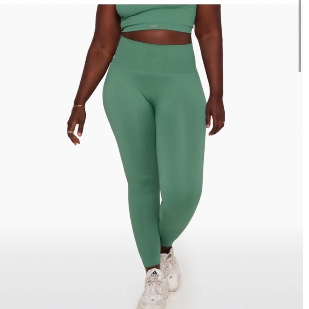Set Active SCULPTFLEX High Rise Leggings Green‎ Size S Seamless Workout Yoga
